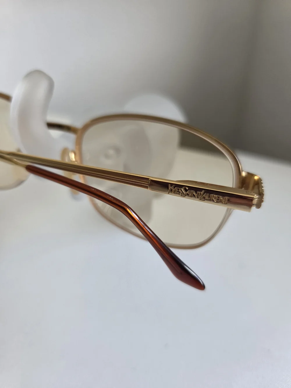 YSL Gold Tortoise Half Rim Eyeglasses